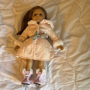 American Girl Doll in Pink Coat with Skates